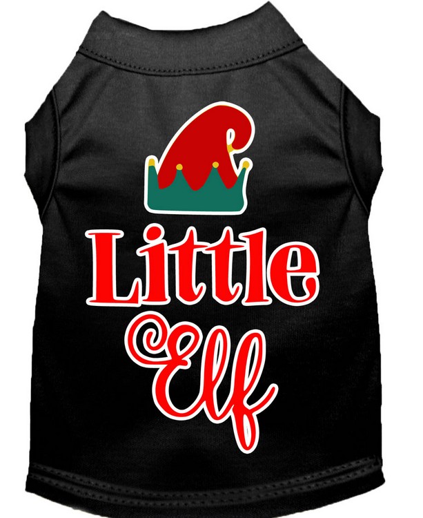 Little Elf Screen Print Dog Shirt Black Lg